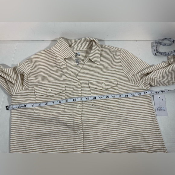 Women’s White & Brown  Blouse 3/4 Sleeve Croft And Barrow, Size L - Picture 10 of 11